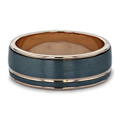 Tantalum & 9ct Rose Gold Men Wedding Ring