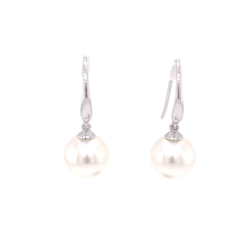 9ct White Gold Australian South Sea Pearl Earrings.