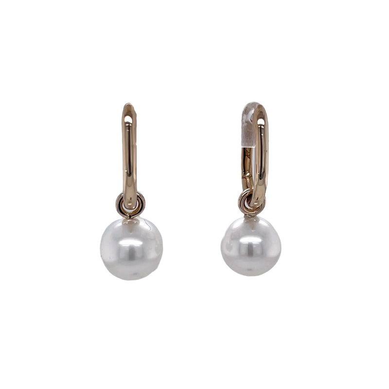 (sold)  9ct Yellow Gold Huggie Earrings with Australian South sea Pearl