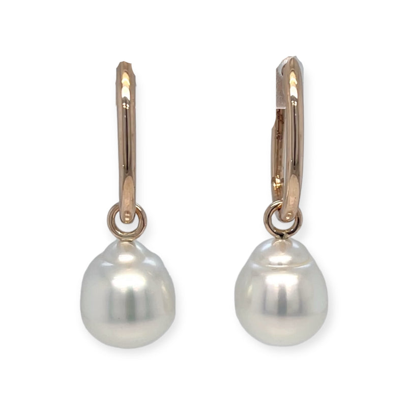 9ct RG Huggie Earrings with Australian south sea Pearl