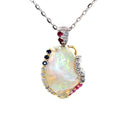 18ct YWR/G Australian Solid white Opal Pendant