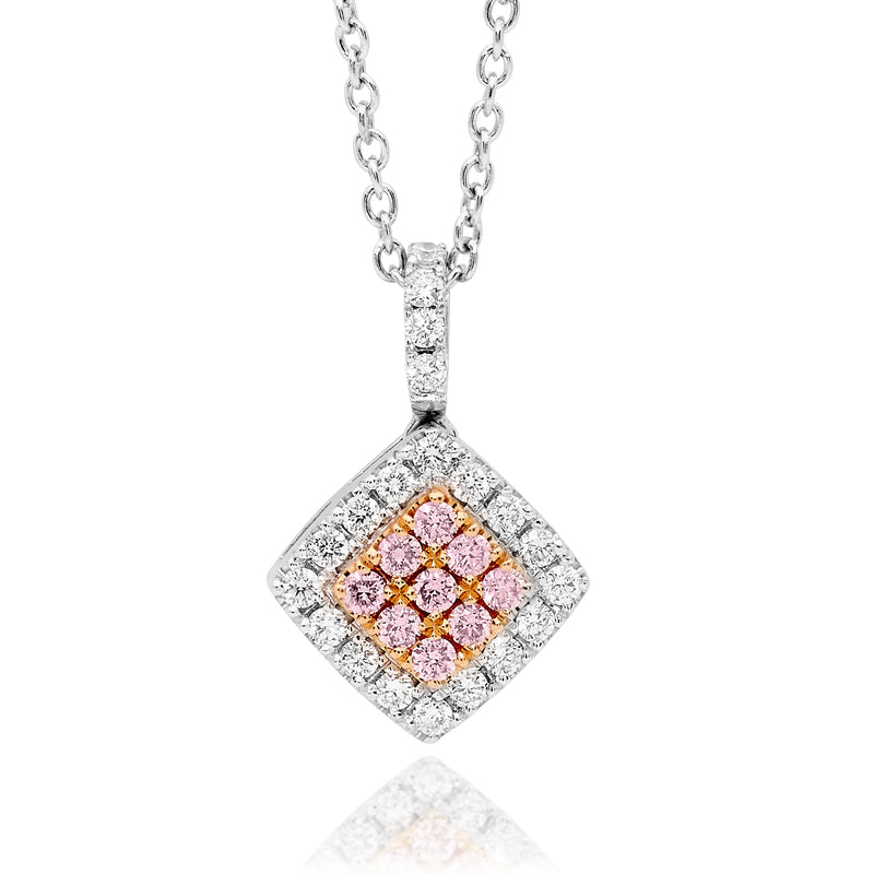 18ct White/Rose Gold Pink Diamond Pendant