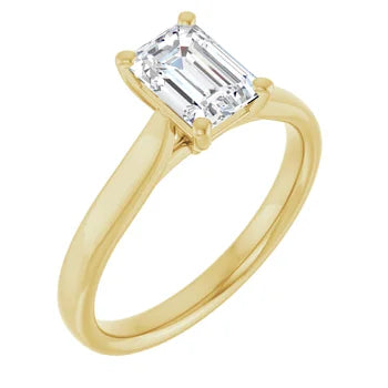 18ct Yellow Gold - Solitaire Emerald cut Lab Grown Diamond Ring