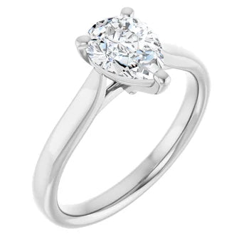 18ct White Gold - Solitaire Pear cut Lab Grown Diamond Ring