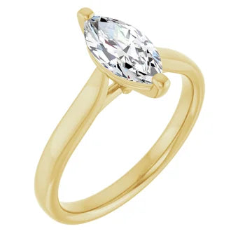 18ct Yellow Gold - Solitaire Marquise Lab Growth Diamond Ring