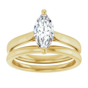 18ct YG Solitaire Marquise Lab Growth Diamond Ring