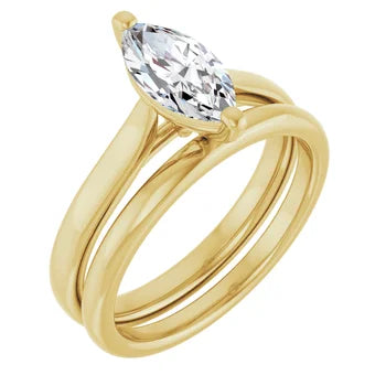 18ct YG Solitaire Marquise Lab Growth Diamond Ring