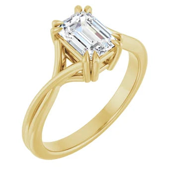 18ct White Gold - Solitaire Emerald cut Lab Grown Diamond Ring