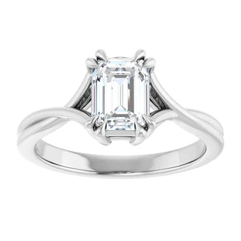 18ct White Gold - Solitaire Emerald cut Lab Grown Diamond Ring