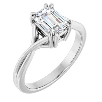 18ct White Gold - Solitaire Emerald cut Lab Grown Diamond Ring