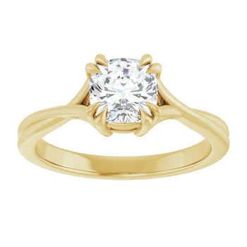 18ct Yellow Gold - Solitaire Cushion cut Lab Grown Diamond Ring