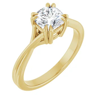 18ct Yellow Gold - Solitaire Cushion cut Lab Grown Diamond Ring