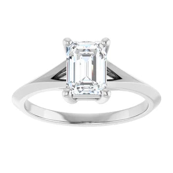 18ct Yellow Gold - Solitaire Emerald  cut Lab Grown Diamond Ring