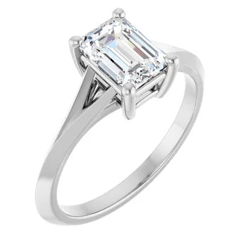 18ct Yellow Gold - Solitaire Emerald  cut Lab Grown Diamond Ring