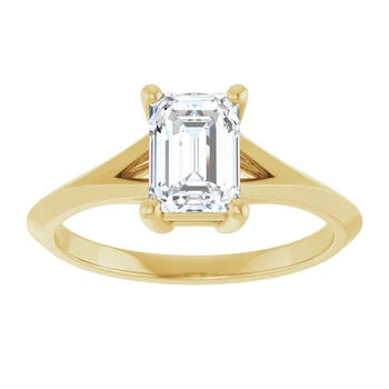 18ct Yellow Gold - Solitaire Emerald  cut Lab Grown Diamond Ring