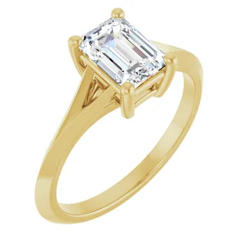 18ct Yellow Gold - Solitaire Emerald  cut Lab Grown Diamond Ring