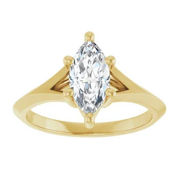 18ct Yellow Gold - Solitaire Marquise Lab Grown Diamond Ring