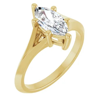 18ct Yellow Gold - Solitaire Marquise Lab Grown Diamond Ring