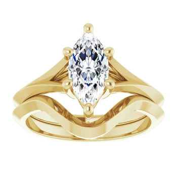 18ct YG Solitaire Marquise Lab Grown Diamond Ring