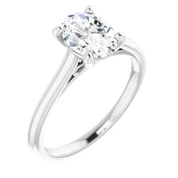 18ct White Gold - Solitaire Oval cut Lab Grown Diamond Ring