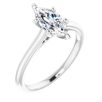 18ct White Gold - Solitaire Marquise cut Lab Grown Diamond Ring