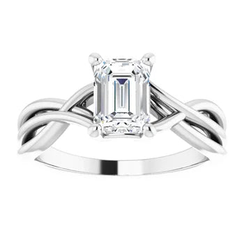 18ct White Gold Solitaire Emerald cut - Lab Grown Diamond Ring