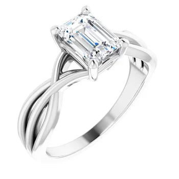 18ct White Gold Solitaire Emerald cut - Lab Grown Diamond Ring