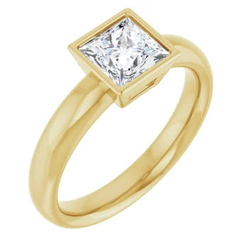 18ct Yellow Gold Solitaire Princess cut Lab Grown Diamond Ring