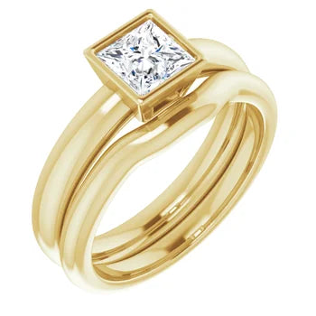 18ct YG Solitaire Princess cut Lab Grown Diamond Ring