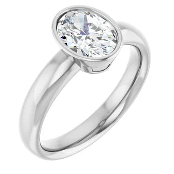 18ct White Gold Solitaire Oval cut Lab Grown Diamond Ring