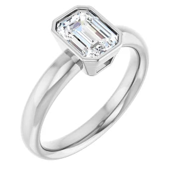 18ct Yellow Gold Solitaire Emerald cut  Lab Grown Diamond Ring