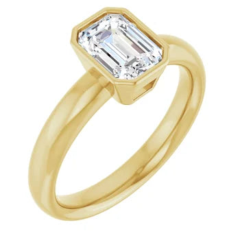 18ct Yellow Gold Solitaire Emerald cut  Lab Grown Diamond Ring