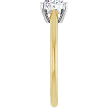 18ct Yellow White Gold - Two Tone Solitaire Oval cut Lab Grown Diamond Ring