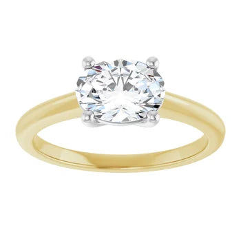 18ct Yellow White Gold - Two Tone Solitaire Oval cut Lab Grown Diamond Ring