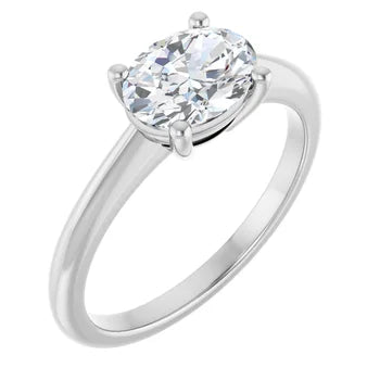 18ct White Gold Solitaire Oval cut Lab Grown Diamond Ring