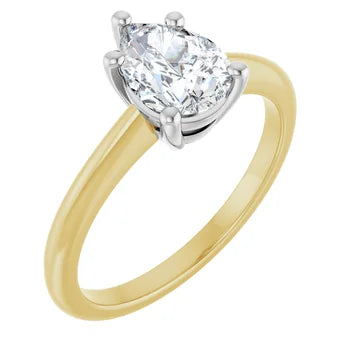 18ct Yellow & White Gold - Two Tone Solitaire Pear cut Lab Grown Diamond Ring