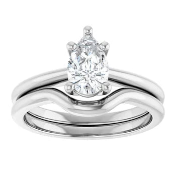 18ct WG Solitaire Pear cut Lab Grown diamond Ring