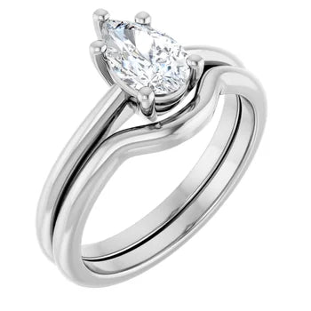 18ct WG Solitaire Pear cut Lab Grown diamond Ring
