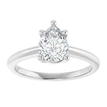 18ct White Gold Solitaire Pear cut Lab Grown diamond Ring