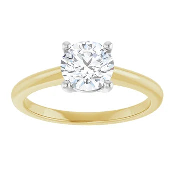 18ct Yellow & White Gold - Two Tone Solitaire Round cut Lab Grown Diamond Ring