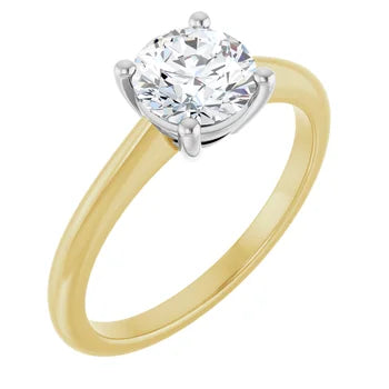 18ct Yellow & White Gold - Two Tone Solitaire Round cut Lab Grown Diamond Ring