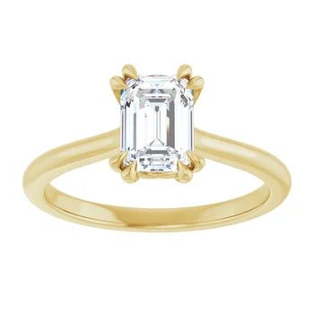 18ct YG Solitaire Emerald cut Lab Grown Diamond Ring