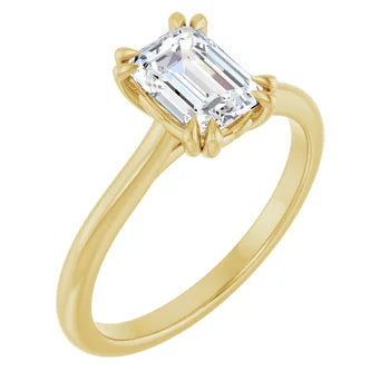 18ct YG Solitaire Emerald cut Lab Grown Diamond Ring