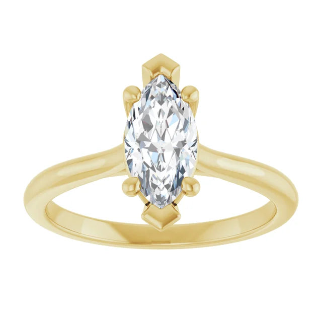 18ct YG Solitaire Marquise cut Lab Grown Diamond Ring