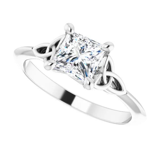 18ct WG Celtic-Inspired Solitaire Princess cut Lab Grown Diamond Ring