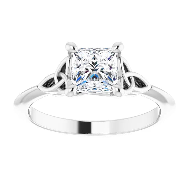 18ct WG Celtic-Inspired Solitaire Princess cut Lab Grown Diamond Ring