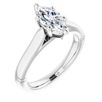 18ct WG Solitaire Marquise cut Lab Grown Diamond Ring