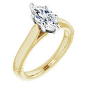 18ct Yellow & White Gold 2 Tone - Solitaire Marquise cut Lab Grown Diamond Ring