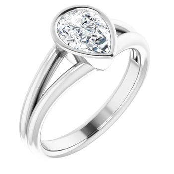 18ct WG Solitaire Pear cut Lab Grown Diamond Ring