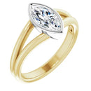 18ct Yellow & White Gold 2 Tone - Solitaire Marquise cut Lab Grown Diamond Ring